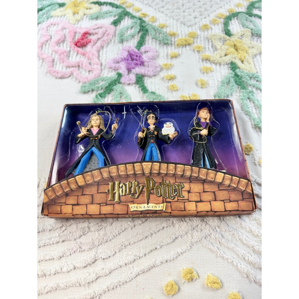 Vintage 2000 Kurt Adler Harry Potter Ornament Set Harry Ron Hermione Hedwig